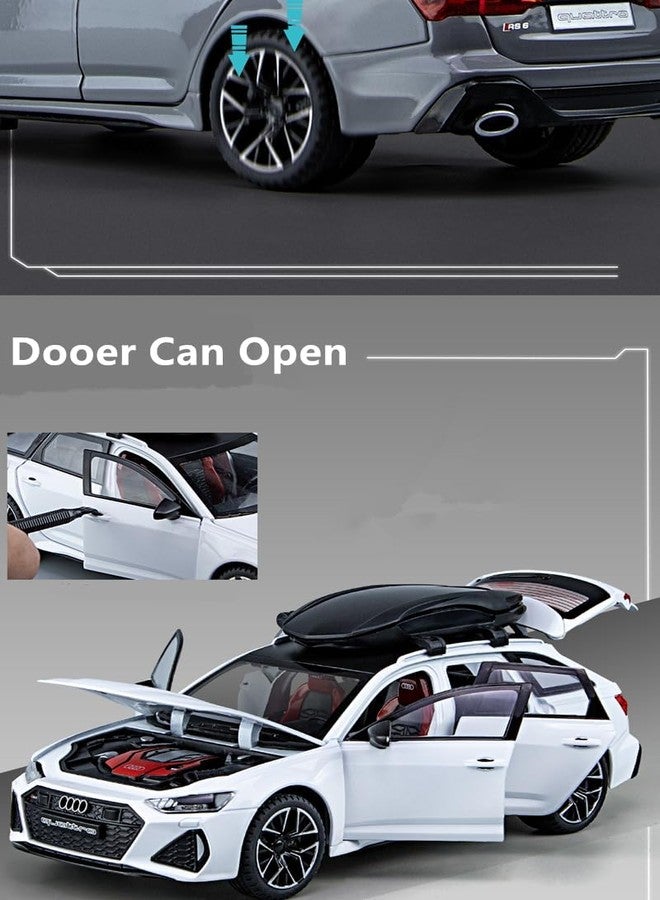 KING FORU Scale Exclusive Alloy Metal Pull Back Die-cast Car Model with Sound Light Mini Auto Toy for Kids Metal Model Toy Car with Sound and Light (1.24 Scale AODI RS6-GREY) - Image 4